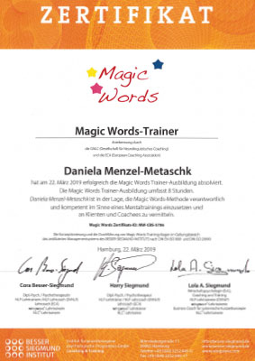 zertifikat magic words trainer